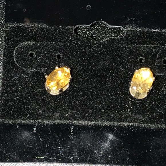 Sterling Silver Citrine Post Earrings - Picture 3 of 4